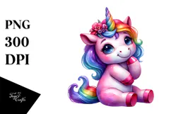Funny Sitting Unicorn PNG Product Image 1