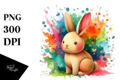 Vivid Wooden Bunny, Transparent PNG Product Image 1