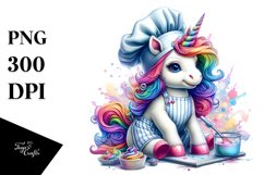 Colorful Baby Unicorn with Baker's Apron PNG Product Image 3