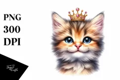 Whimsical Kitten Portrait Watercolor Clipart Product Image 3