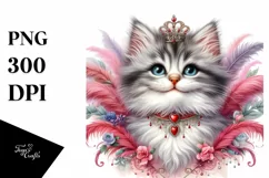 Whimsical Kitten Portrait Watercolor Clipart Product Image 3