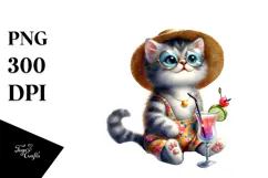 Funky Kitten Wearing Beachwear, Transparent PNG Product Image 1