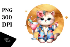 Funky Kitten Wearing Beachwear, Transparent PNG Product Image 1