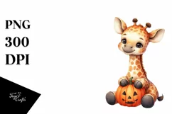 Cute Giraffe with Pumpkin, Transparent PNG Product Image 1
