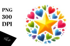 Simple Washed Star with Blood and Hearts PNG Product Image 1