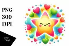 Simple Washed Star with Blood and Hearts PNG Product Image 1