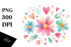 Colorful Boho Flower with Heart Petals PNG Product Image 1