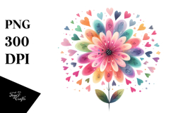 Colorful Boho Flower with Heart Petals PNG Product Image 1
