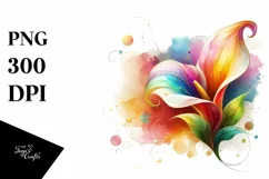 Colorful Calla Lily with Watercolor Splash | Clipart Product Image 3