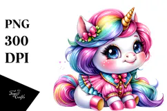 Smiling Baby Unicorn PNG Product Image 1