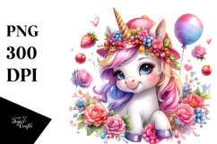 Smiling Baby Unicorn PNG Product Image 1