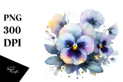 pansy Flower Watercolor Splash PNG Product Image 1