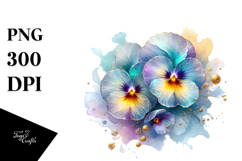 pansy Flower Watercolor Splash PNG Product Image 1