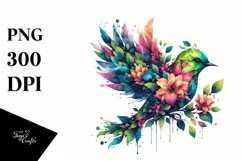 Abstract Vibrant Watercolor Bird PNG Product Image 1