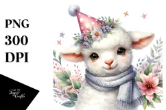 Energic Baby Lamb with Party Hat PNG Product Image 1
