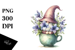 Cute GNOME with Lobelia Floral PNG Product Image 1