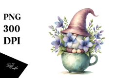 Cute GNOME with Lobelia Floral PNG Product Image 1