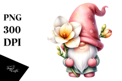 Cute GNOME with Big Hat and Freesia PNG Product Image 1