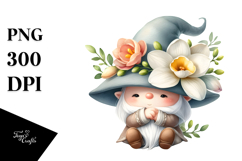 Cute GNOME with Big Hat and Freesia PNG Product Image 1