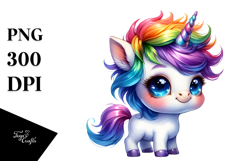 Cute Baby Unicorn with Vibrant Drawing, Transparent PNG Product Image 1