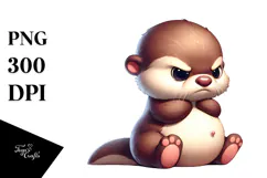 Cute Cartoon Otter with Comical Udder PNG Product Image 1