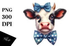 Funny Cow with Bow and Tie, PNG Product Image 1