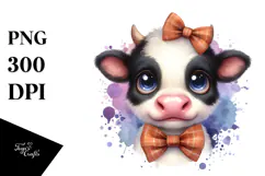 Funny Cow with Bow and Tie, PNG Product Image 1