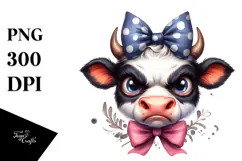 Simple Cow with Bow and Tie, High-Res PNG Product Image 1
