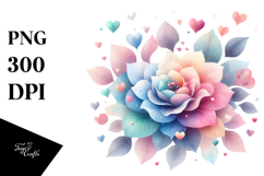 Colorful Simple Flower with Heart Petals PNG Product Image 1