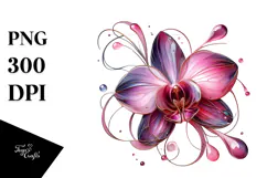 Glossy Orchid Watercolor Splash, PNG Product Image 1