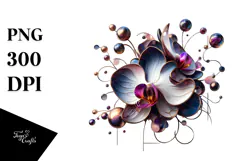 Glossy Orchid Watercolor Splash, PNG Product Image 1