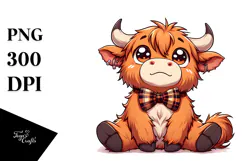 Goofy Highland Cow with Bow Tie, PNG Product Image 1