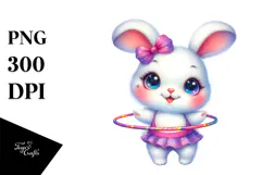 Happy Baby Rabbit with Hula Hoop PNG Product Image 1