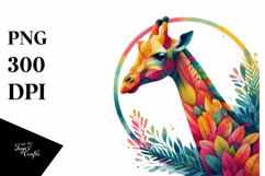 Vibrant Watercolor Giraffe, Transparent PNG Product Image 3