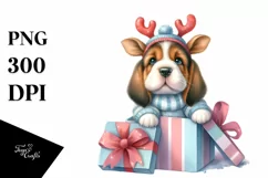 Winter Basset Hound PNG Product Image 1