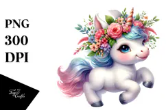 Running Cute Baby Unicorn PNG Product Image 1