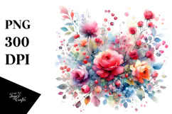 Colorful Red Roses Vintage PNG Product Image 1