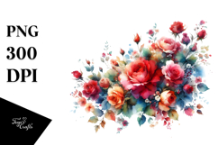 Colorful Red Roses Vintage PNG Product Image 1
