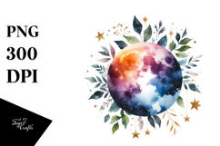 Vibrant Abstract Moon with Foliage Stars Product Image 1