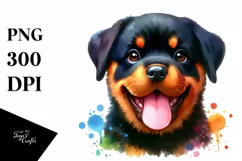 Cute Colorful Rottweiler Art | Sublimation | Clipart Product Image 1