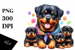 Colorful Watercolor Rottweiler Clipart Product Image 3