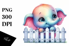 Colorful Baby Elephant Smiling | Sublimation Clipart Product Image 1