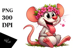 Goofy Mouse with Flower Crown PNG Product Image 1
