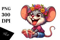 Goofy Mouse with Flower Crown PNG Product Image 1