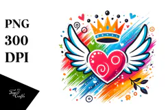 Paintbrush Style Heart with Wings PNG Product Image 1