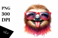 Funny Sloth Tongue Watercolor Clipart Product Image 3