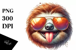 Funny Sloth Tongue Watercolor Clipart Product Image 1
