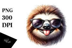 Funny Sloth Tongue Watercolor Clipart Product Image 3