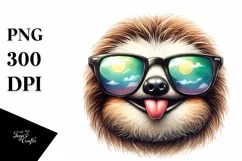 Funny Sloth Tongue Watercolor Clipart Product Image 1