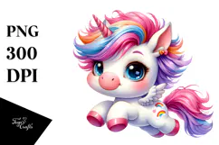 Vibrant Cute Baby Unicorn PNG Product Image 1